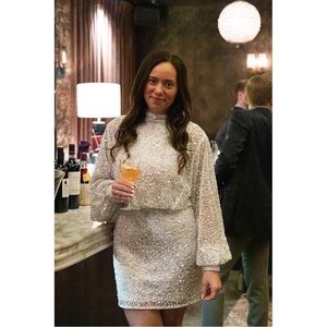 Nasty Gal white sequin dress for bride, rehearsal, shower, bachelorette